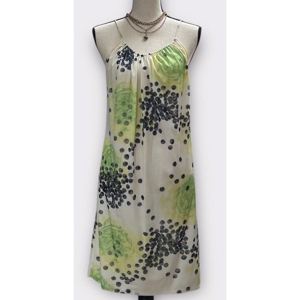 Vintage Vanity Fair Womans S‎ Slip Dress Festival Green Abstract Floral Tropical